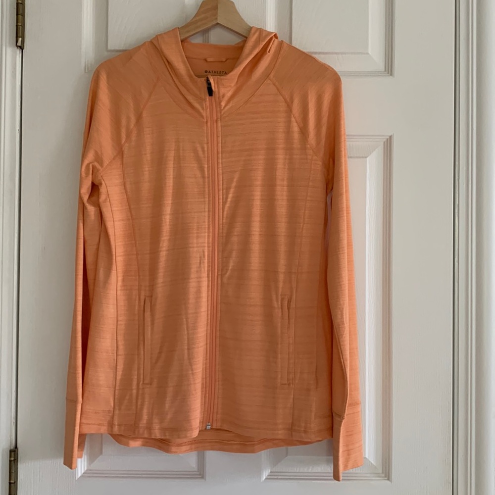 Athleta Orange Zip up hooded sweatshirt